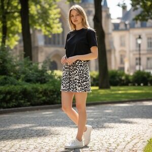 Peach Love California‎ Cheetah Leopard Print Ripped Denim Mini Skirt Women's M